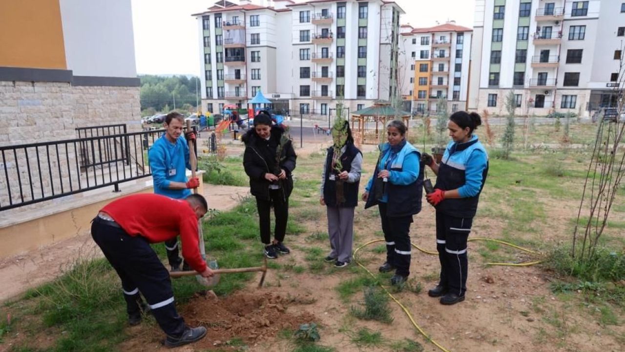 Menteşe Akçaova TOKİ Site yönetiminden ‘Yeşil Vatan’a fidanlı destek
