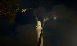 Fırtınada zarar gören minarede çalışma başlatıldı