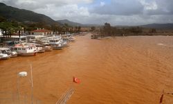 Akyaka'da denizin rengi kahverengiye döndü
