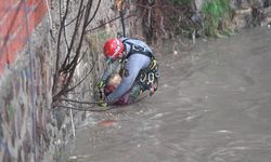 Yağmur suları yükseldi, çayda mahsur kalan vatandaşı itfaiye kurtardı