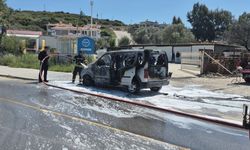 Datça’da ticari araç küle döndü