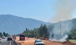 Menteşe’de yol kenarındaki otluk alanda yangın