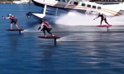 Bodrum’da 28 e-foil sporcusu deniz uçağıyla yarıştı