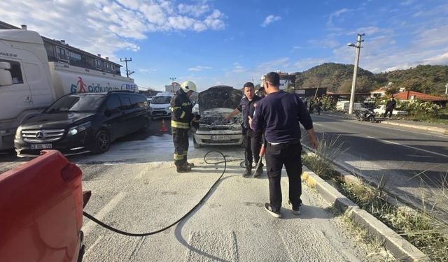 Ortaca’da araç yangını