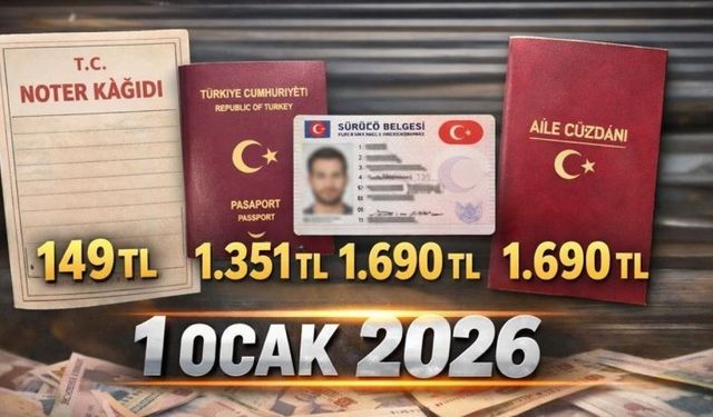 Resmî Gazete’de Yayımlandı: 2026’da Noter, Pasaport ve Ehliyet Ücretleri Zamlandı