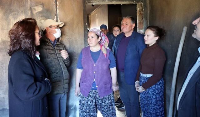 Başkan Köksal Aras yangında evleri hasar gören aileyi ziyaret etti