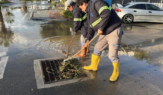 Bodrum'da belediye ekiplerinden fırtına ve yağış mesaisi