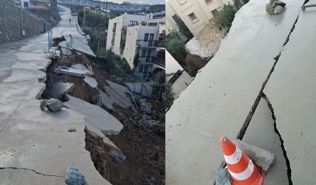 Bodrum’da Yol Çöktü, Site Ulaşımı Tehlikede