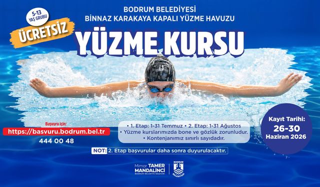 Bodrum Belediyesinden çocuklara ücretsiz yüzme kursu