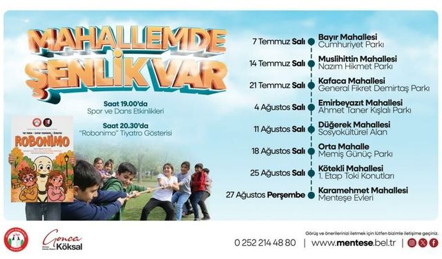 Menteşe'de Mahallemde Şenlik Var Etkinlikleri Yaz Boyunca Sürecek
