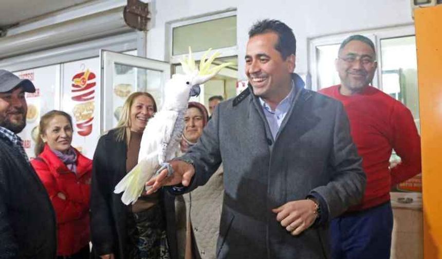 AK Parti'li adayın papağanla sohbeti ilgi gördü