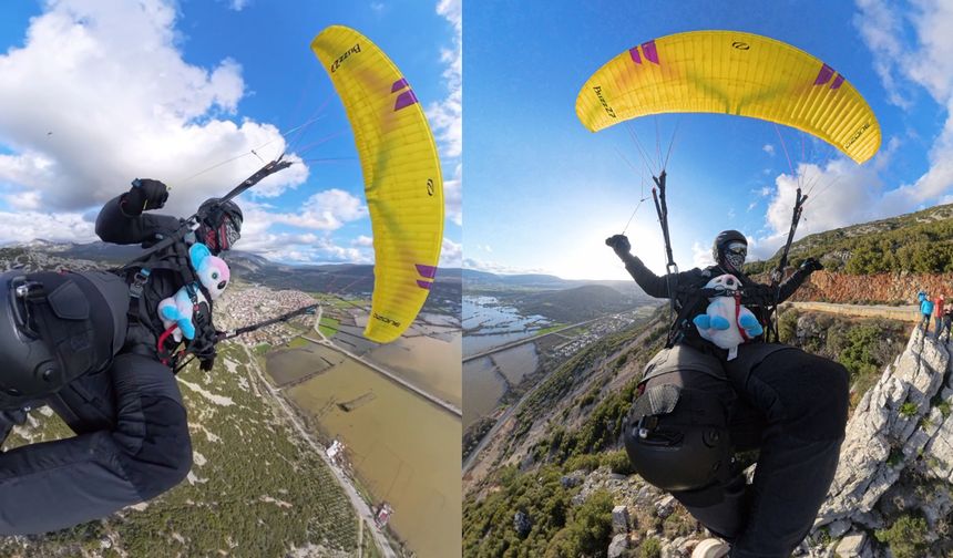 Menteşe semalarında oyuncak ayıyla 14 Şubat turu