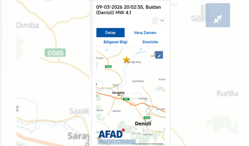 Denizli'de 4.1 büyüklüğündeki artçı deprem korkuttu