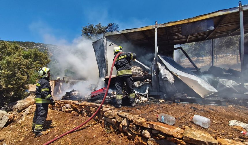 Bodrum’da Zeytinlik Alandaki Konteyner Yangında Kullanılamaz Hale Geldi