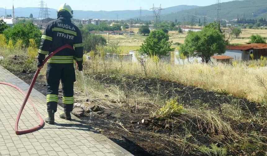 Menteşe’de Sigara İzmariti Kuru Otları Tutuşturdu