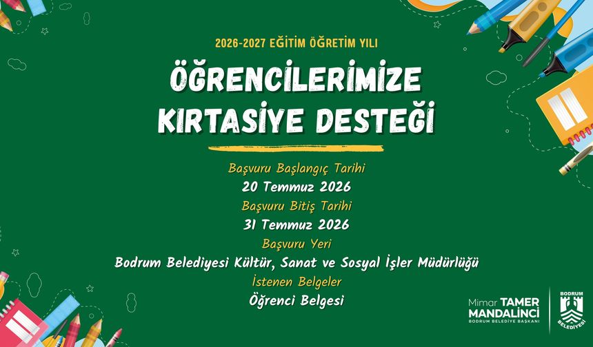 Bodrum Belediyesi’nden Öğrencilere Kırtasiye Desteği