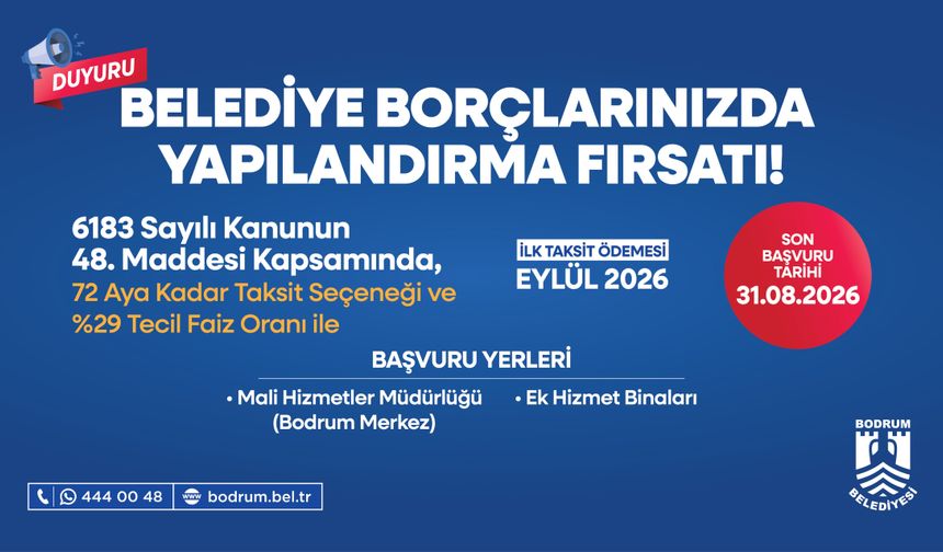Bodrum Belediyesi Borçları 72 Aya Kadar Yapılandıracak