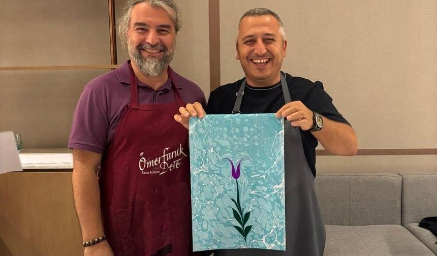 Marmaris’te ebru sanatı sergi ve atölyeyle tanıtıldı