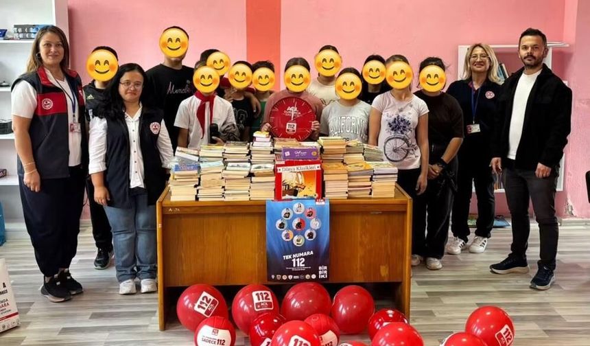 Muğla 112 çalışanlarından Dokuzçam öğrencilerine 400 kitap