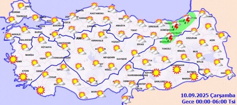 <p>Parçalı ve az bulutlu.</p>
<p><strong></strong></p>
<p><strong>Afyonkarahisar:</strong> 25°C, parçalı ve az bulutlu</p>
<p><strong>Denizli:</strong> 32°C, parçalı ve az bulutlu</p>
<p><strong>İzmir:</strong> 32°C, az bulutlu</p>
<p><strong>Manisa:</strong> 32°C, az bulutlu</p>