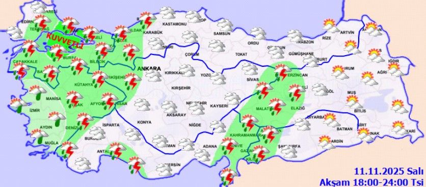 <p>Afyonkarahisar dışında bölgenin tamamında sağanak ve gök gürültülü sağanak yağışlar etkili olacak.<br /> İzmir, Manisa ve Aydın kıyılarında yerel kuvvetli yağış bekleniyor.</p>
<p>İzmir: 22°C<br />Manisa: 20°C<br />Denizli: 22°C<br />Afyonkarahisar: 18°C</p>