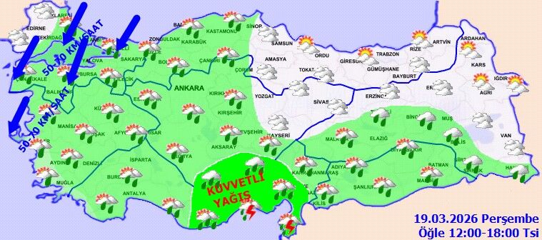 19 Mart 2026 Hava Durumu Meteoroloji’den Kuvvetli Yağış Ve Fırtına Uyarısı (3)