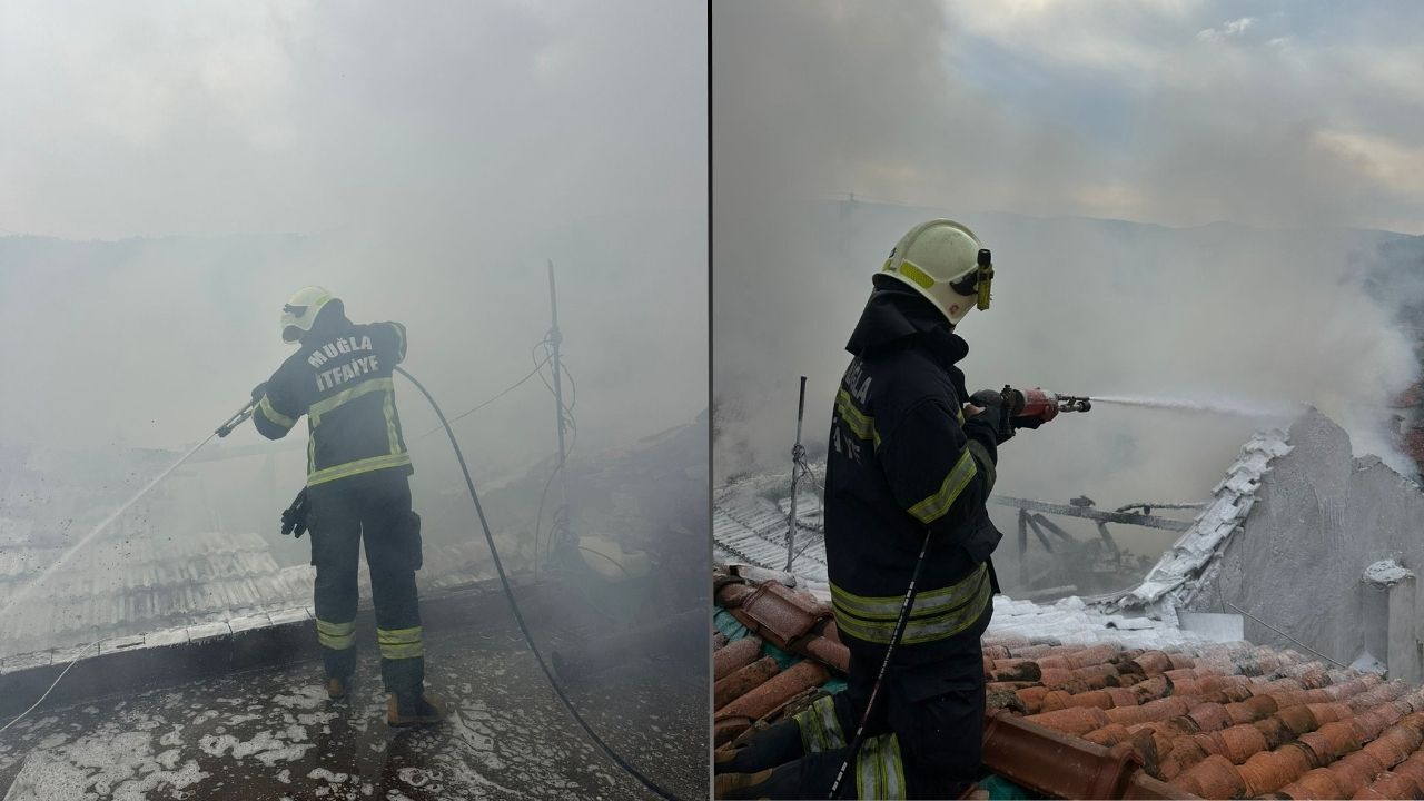 Milas’ta Ev Yangını: Ahşap Çatı Çöktü, Ev Kullanılamaz Hale Geldi