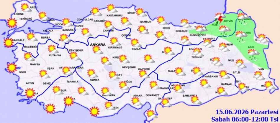 15 Haziran Hava Durumu Batıda Güneş, Doğuda Yağmur (1)