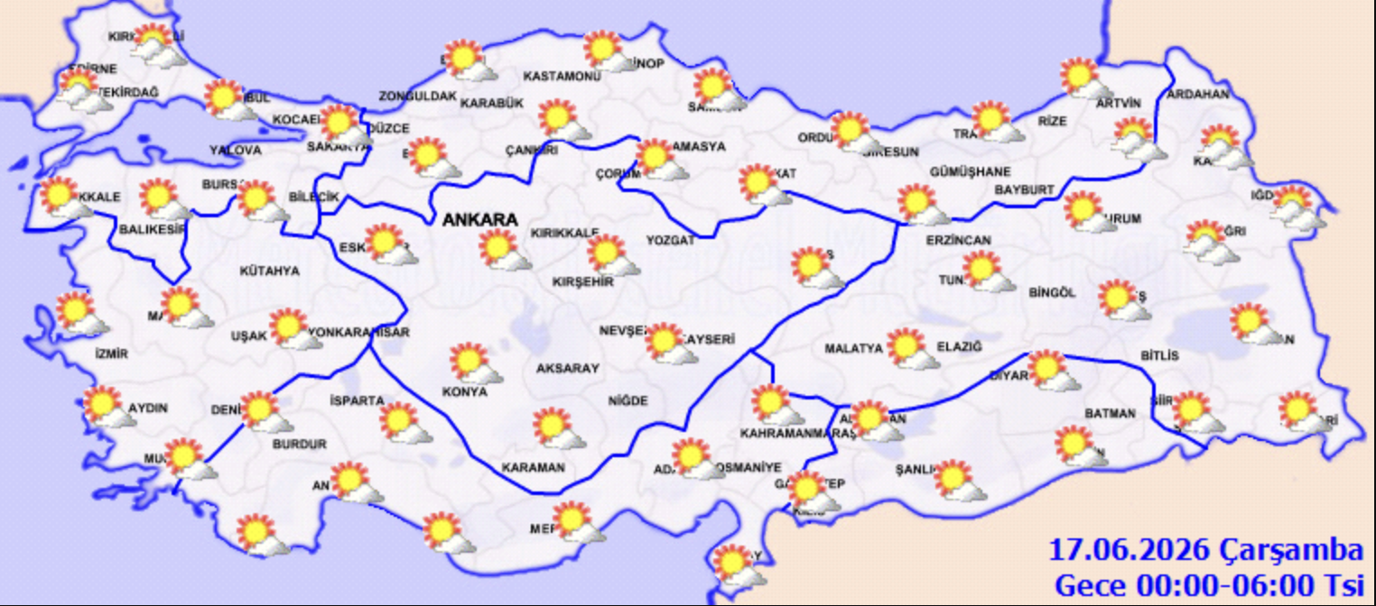 17 Haziran Hava Durumu: Yağış Nerede Etkili Olacakekran Resmi 2026 06 16 22.14.34