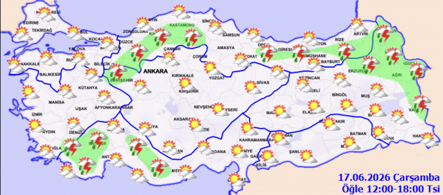 17 Haziran Hava Durumu: Yağış Nerede Etkili Olacakekran Resmi 2026 06 16 22.14.56