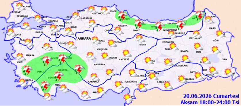 20 Haziran Türkiye Geneli Hava Durumu Yağış Ve Rüzgar Alarmı (2)