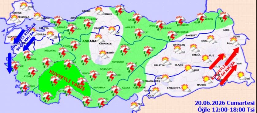 20 Haziran Türkiye Geneli Hava Durumu Yağış Ve Rüzgar Alarmı (3)