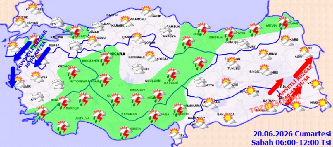 20 Haziran Türkiye Geneli Hava Durumu Yağış Ve Rüzgar Alarmı (4)