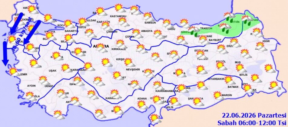 22 Haziran Hava Durumu Sağanak Ve Rüzgâr Uyarısı (1)