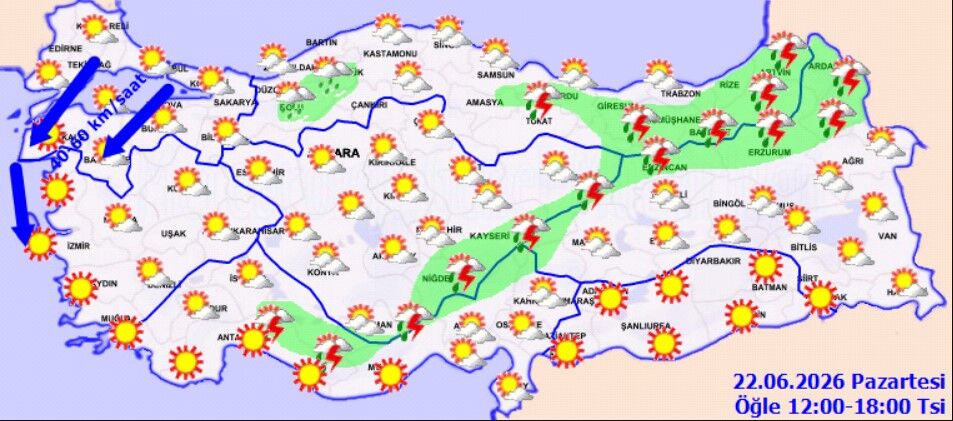 22 Haziran Hava Durumu Sağanak Ve Rüzgâr Uyarısı (6)