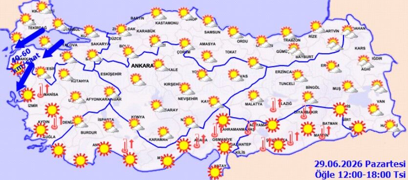 29 Haziran’da Türkiye’de Hava Isınıyor, Rüzgar Sertleşiyor (1)