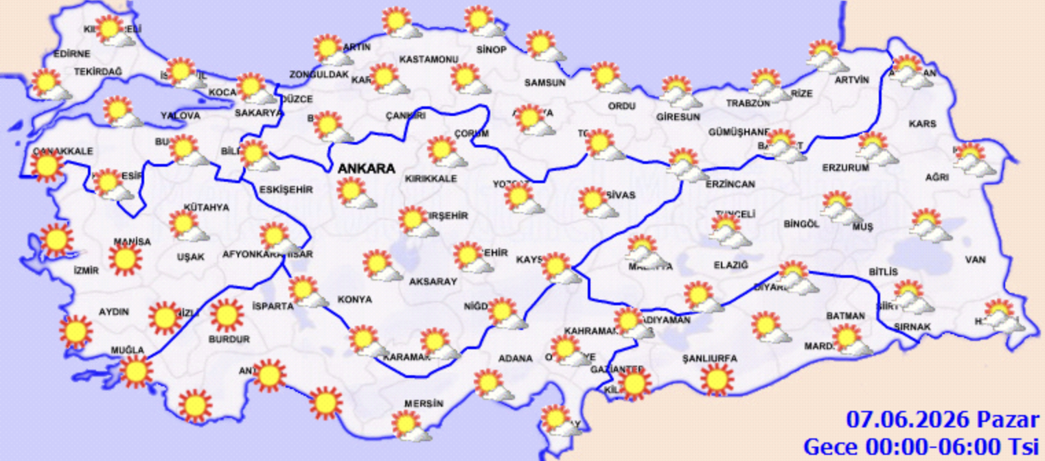7 Haziran’da Türkiye’de Hava Nasıl Olacak?Ekran Resmi 2026 06 06 22.11.11