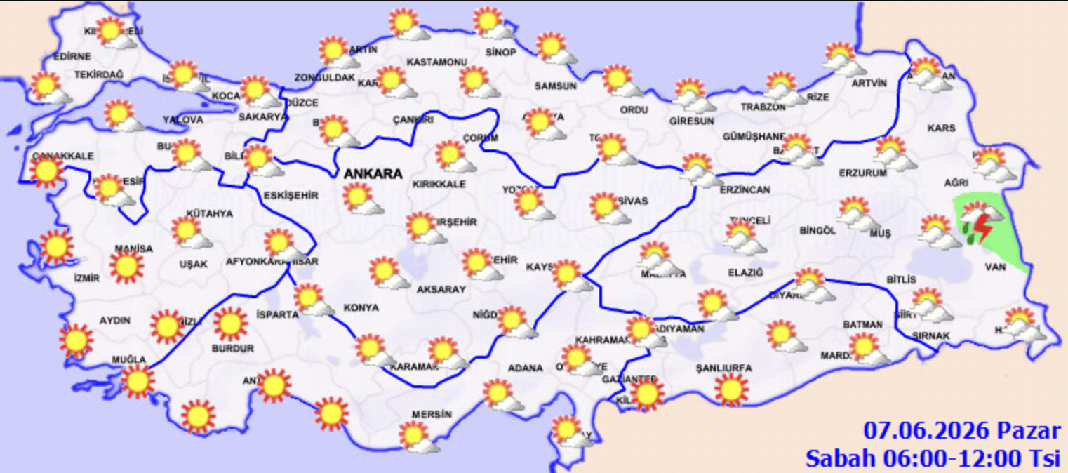 7 Haziran’da Türkiye’de Hava Nasıl Olacak?Ekran Resmi 2026 06 06 22.11.19