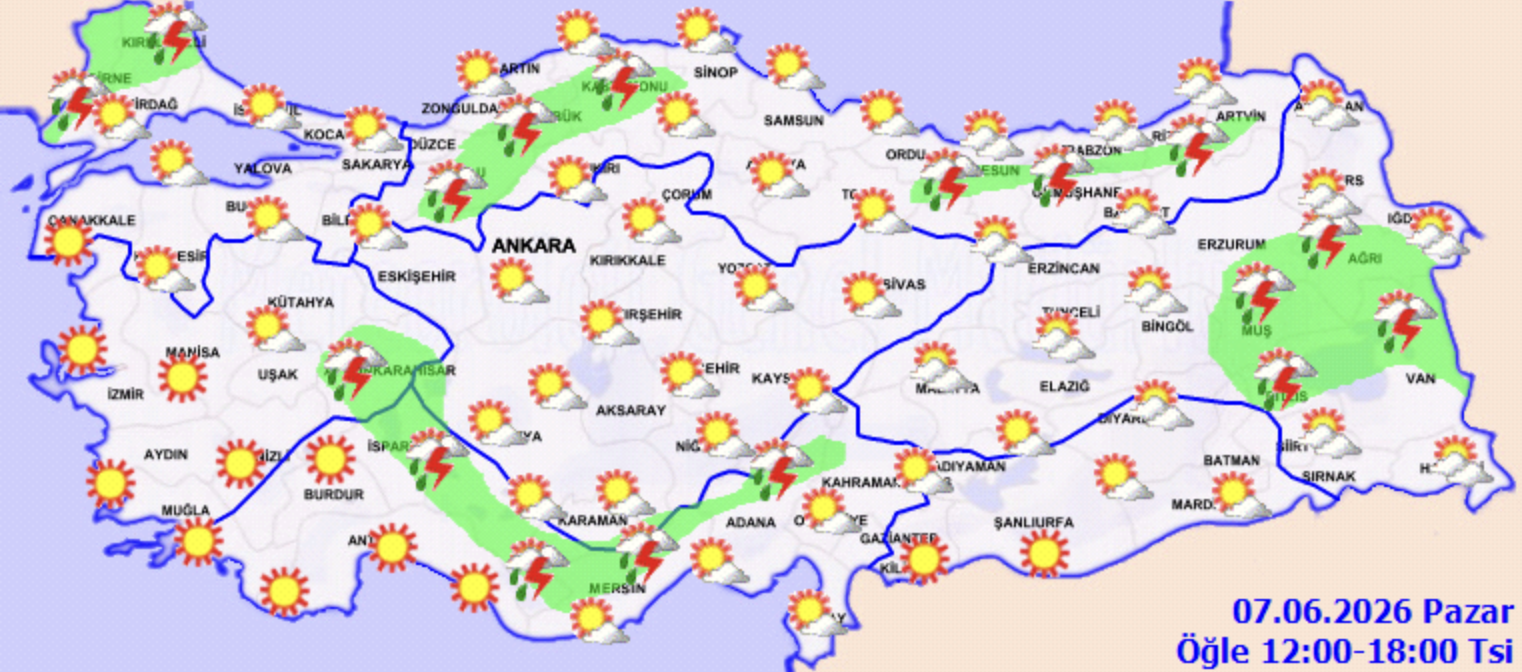 7 Haziran’da Türkiye’de Hava Nasıl Olacak?Ekran Resmi 2026 06 06 22.11.25