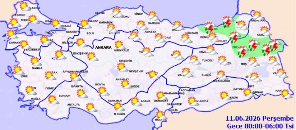 10 Haziran Hava Durumu Alarmı İç Kesimlerde Sağanak Var (1)