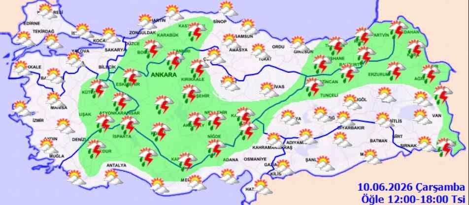 10 Haziran Hava Durumu Alarmı İç Kesimlerde Sağanak Var (3)