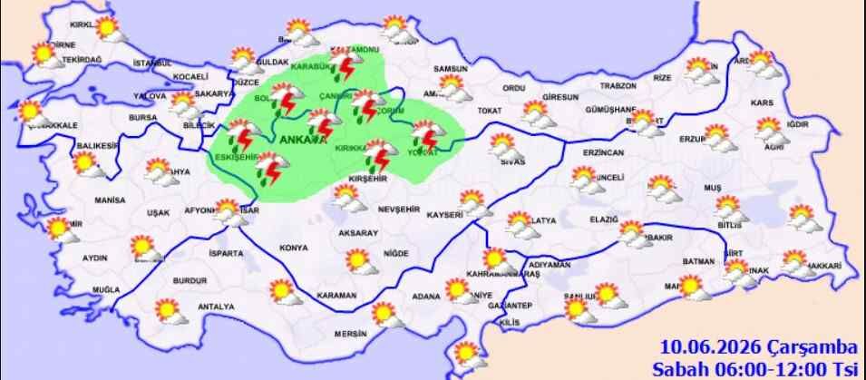 10 Haziran Hava Durumu Alarmı İç Kesimlerde Sağanak Var (4)