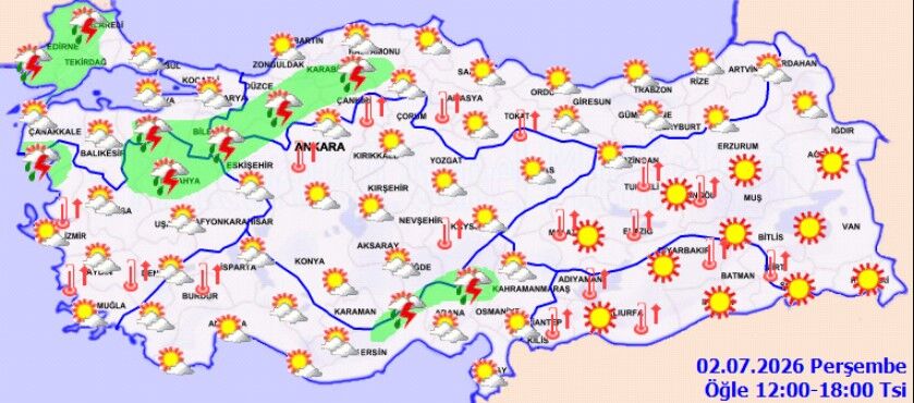 2 Temmuz Hava Durumu Sıcaklık Ve Sağanak Uyarısı (1)