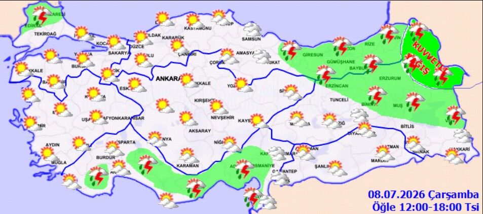 8 Temmuz Çarşamba Türkiye Geneli Hava Durumu (1)