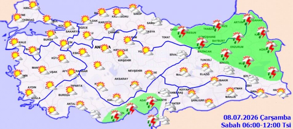8 Temmuz Çarşamba Türkiye Geneli Hava Durumu (2)