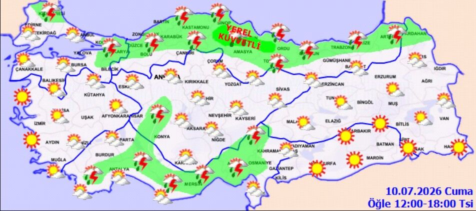 10 Temmuz Cuma Hava Durumu Kuvvetli Sağanak Uyarısı (1)