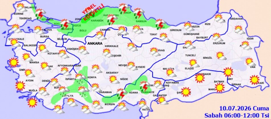 10 Temmuz Cuma Hava Durumu Kuvvetli Sağanak Uyarısı (2)