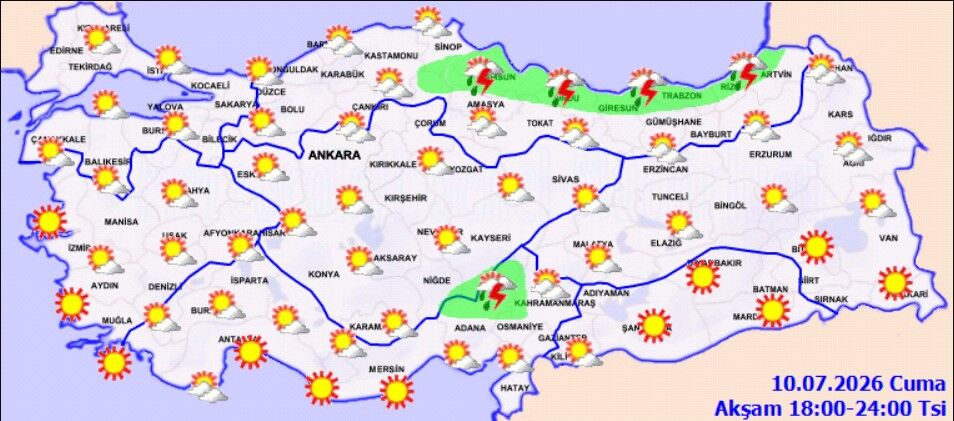10 Temmuz Cuma Hava Durumu Kuvvetli Sağanak Uyarısı (5)