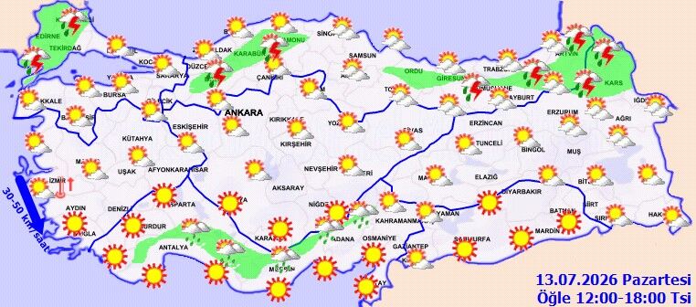 13 Temmuz Hava Durumu Sağanak Ve Sıcaklık Uyarısı (2)