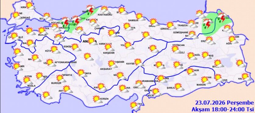 23 Temmuz Perşembe Hava Durumu Sağanak Ve Sıcaklık Dengesi (4)